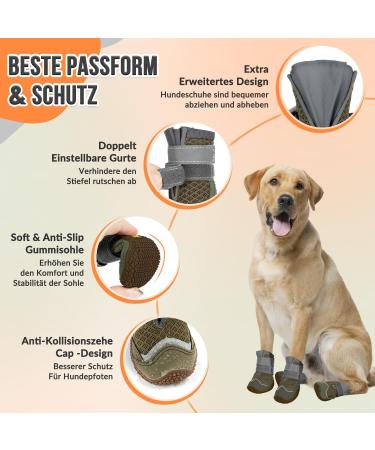 Eyin Dog Shoes for All Sizes - Breathable Non-Slip Reflective Velcro Fastener - Paw Protection for Outdoor Sports - Size 7 (Brown) - 2 Pieces - Buy Online on GoSupps.com