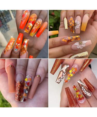 Autumn Nail Art: 6 Boxes of Fall Leaves Nail Glitters - 3D Gold Maple Leaf & Glitter Powder for Stunning Thanksgiving Nails - Buy Online on GoSupps.com