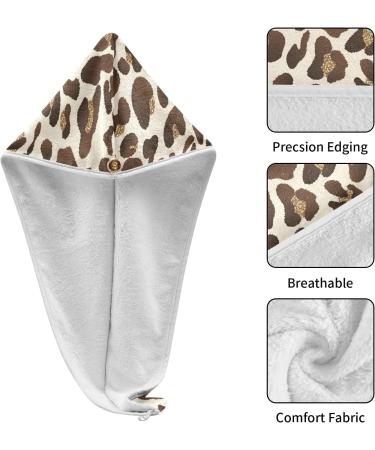 Leopard Hair Drying Towels for Women 2 Pack Microfiber Hair Turban for Effortless Wet Hair Drying - Buy Online on GoSupps.com