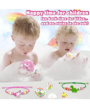 Organic Bubble Kids Bath Bombs with Surprises - Set of 6 | Safe & Natural Gifts for Girls 4-9 Years Old | Includes Bracelets and Rings Toys | Easter Basket Stuffers - Buy Online on GoSupps.com