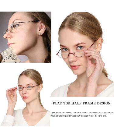 Buy Viseng 2 Pairs Half Frame Reading Glasses for Men & Women - Slim Half Moon Lens Metal Semi Rimless Eyewear +2.5 Diopters (Black & Grey - Buy Online on GoSupps.com