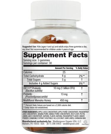 Wedderspoon Manuka Honey Gummies - Digestive Support, Tropical Flavor, 90 Count - Buy Online on GoSupps.com