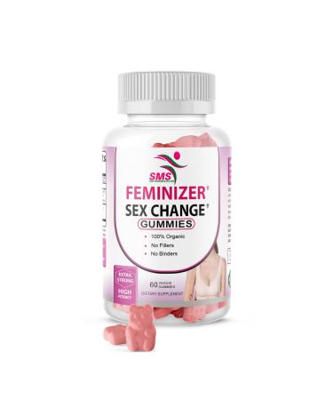 Feminizer Sex Change By SMS Pueraria Mirifica Gummy Supplement - Pure Root 10:1 Concentrated Extract 60 Veggie Gummies For Estrogen Premium Organic - for Women LadyBoy Queer LGBT Transgender