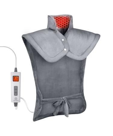 Heating Pad for Back Pain Relief  Large Electric Heating Pad for Neck and Shoulders Cramps  Heat Pad with Weighted Edge  4 Heating Levels Auto Shut Off  Moist Therapy Options Washable 24x35 24 x 35 Grey