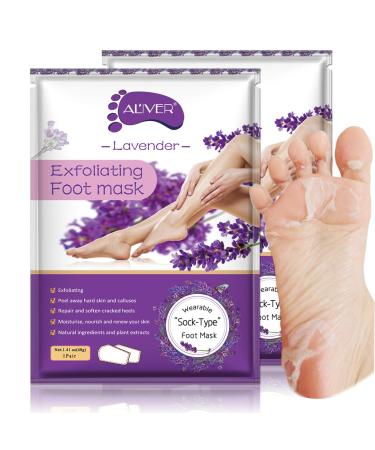 Foot Peel Mask 2 Pack of Peeling mask, Natural Foot Care Exfoliating mask, Treatment Repairs Cracked Heels, Calluses & Removes Dead, Dry Skin for Baby Soft Touch Feet Lavender01