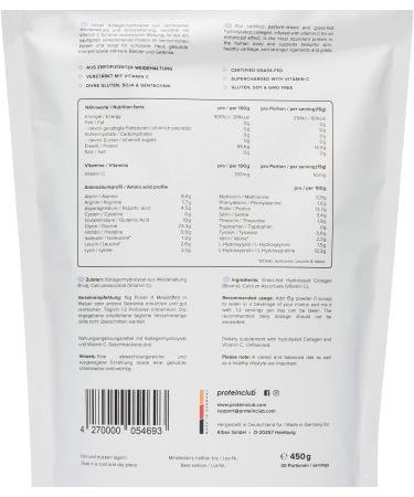Poudre hydrolysat de collag ne prot in e provenant d' levage de p turage et d'alimentation de l'herbe | + Vitamine C | Go t neutre | Compl ment alimentaire | Sans additifs | Sans gluten et - Buy Online on GoSupps.com