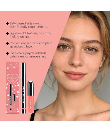  G n rique Peel-Off Lip Tint with Gloss - Nourishing Anti-Stain Plumping Effect - Long-Lasting Lightweight Easy to Apply - Coral Pink - 2-in-1 Set (7ml) - Buy Online on GoSupps.com