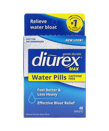 Diurex Max - Maximum Strength Caffeine-Free Diuretic Water Pills - Feel Better and Less Heavy , 48 Count (Pack of 1)