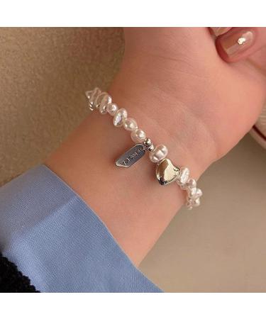 Kuaiyiju Love Trailer Bracelets - Handmade Heart Pearl Jewelry Stylish Baroque Hand Chains & Accessories for New Year's Gifts - Buy Online on GoSupps.com