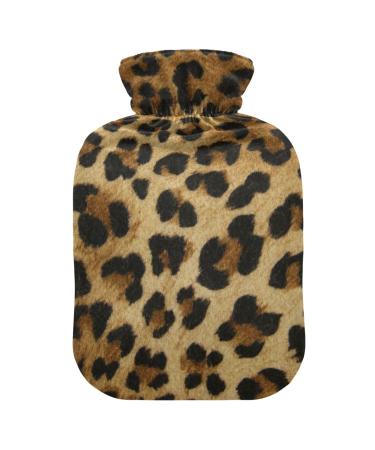 Hot Water Bottles with Cover Leopard Hot Water Bag for Pain Relief for Women Girls Kids Warm Water Bag 2 Liter