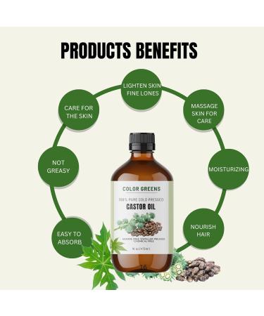 Colorgreens Rich & Pure Castor Oil 16oz - Deep Moisturizing Body Face & Hair Oil for All Hair Types | Enhance Your Beauty Routine - Buy Online on GoSupps.com