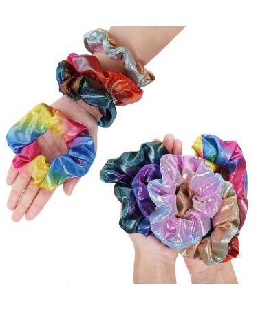 Onwon 8-Piece Metallic Scrunchies Set for Women & Girls - Shiny Elastic Hair Bands for Ponytails and Hairstyles - Mermaid Hair Accessories - Buy Online on GoSupps.com