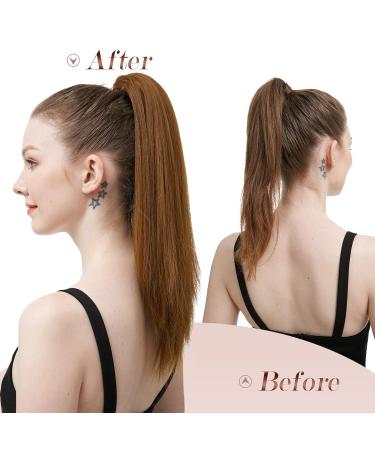30 cm Brown Synthetic Ponytail Extensions - Smooth Long Straight Braid with Cord Strain for Women | Durable Drawstring Hairpiece - Buy Online on GoSupps.com