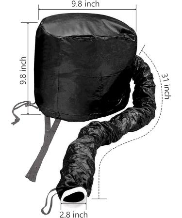Portable Bonnet Hood Hair Dryer Attachment Set for Drying and Styling - Adjustable Soft Bonnet for Curling, Deep Conditioning - Fits All Head Sizes - Black - Buy Online on GoSupps.com