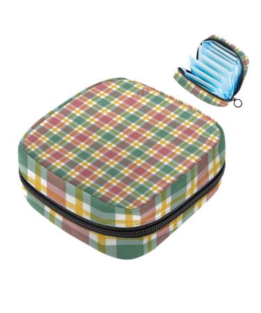 Menstrual Pad Bag with Zipper Ladies Napkin Pouch Tampons Collection Bags for Women and Girls (Christmas Lattice)