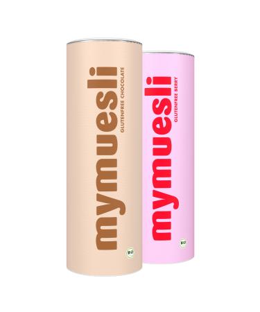 mymuesli Muesli BIO sans gluten (2x 375g) - 1x Muesli aux baies fruit & 1x Muesli au chocolat avec 5 ingr dients chocolat s - 100% sans gluten - Pour les personnes intol rantes au gluten