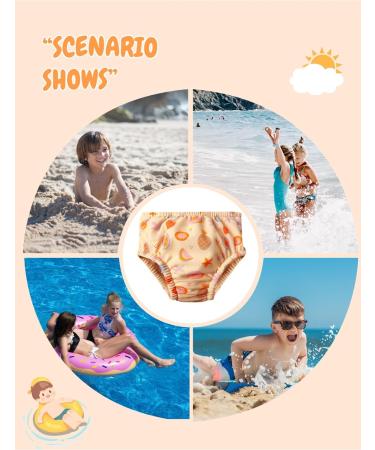 Buy Wevswe Baby Swimming Pants for Girls | UPF 50+ Washable Swimming Diaper for Toddlers 6-12 Months | Absorbent & Soft for Swimming Lessons Orange Fruits Design - Buy Online on GoSupps.com