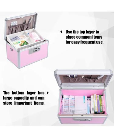 XYDStay Medicine Lock Box Aluminum First Aid Safe Storage Family Medication Cabinet Pink 12.2x7.9x8.2 Inch - Buy Online on GoSupps.com