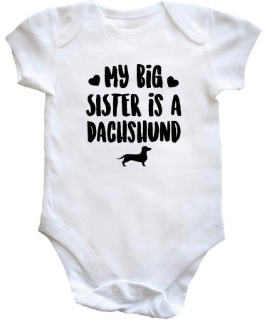 Hippowarehouse My big sister is a Dachshund baby vest bodysuit (short sleeve) boys girls