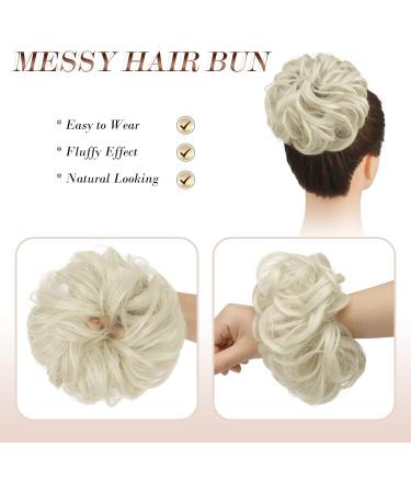 FESHFEN Synthetic Messy Bun Hair Piece in Ash Platinum Blonde - Updo Hair Extension for Women, Girls, Kids - 38g - Buy Online on GoSupps.com
