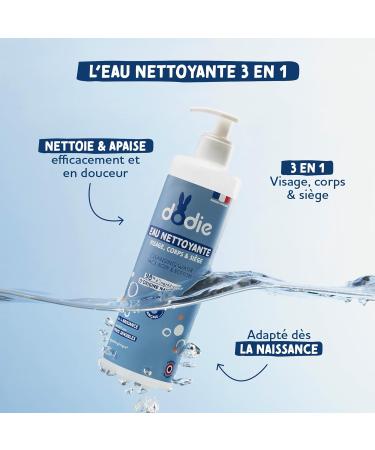 DODIE Pack of 3 3 in 1 Cleansing Waters (3 x 500 mL) - Face Body and Seat Cleanser - 98% Natural Ingredients - Buy Online on GoSupps.com