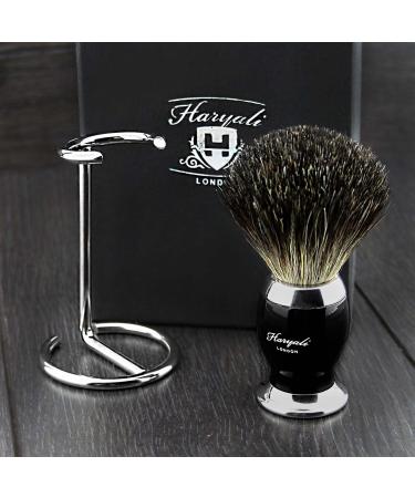 Black Badger Hair Shaving Brush for Men with Stand | Premium Shaving Accessories - International Shipping - Buy Online on GoSupps.com