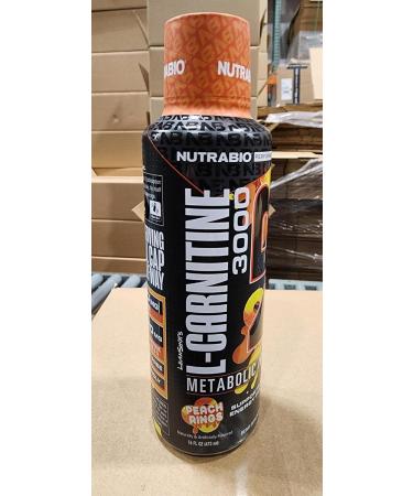 NutraBio L-Carnitine Liquid Shots 3000mg (Peach Rings) - Zero Carbs & Sugars Vitamin B-5 for Energy & Muscle Recovery - International Shipping Available - Buy Online on GoSupps.com