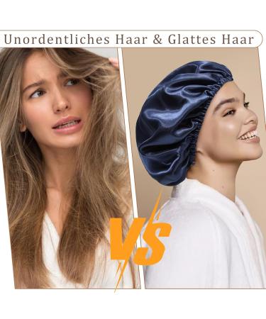Welrog Adjustable Satin Hair Hood for Women - Reversible Silk Bonnet Sleep Cap in Blue & Pink | Perfect for Nighttime Hair Care - Buy Online on GoSupps.com
