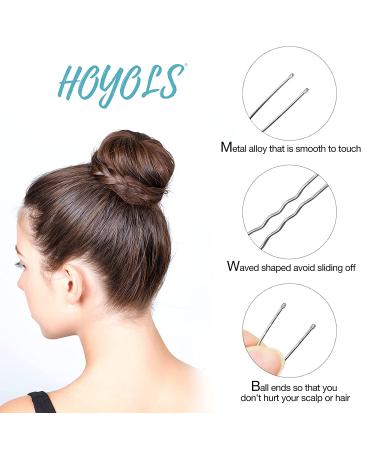 Hoyols U Shaped Hair Pins - 100 Count 2.4 Inch Silver Bobby Pins for Curly Waved Bun Clips Hairstyle - Women Girls Grips Updo for Thin Thick Hair - Buy Online on GoSupps.com