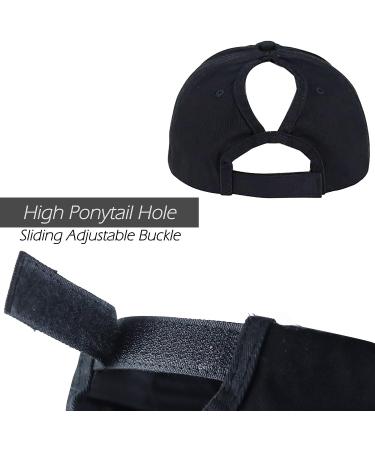 Eohak Women's Ponytail Baseball Hat | Distressed Retro Washed Twill | Black Medium - Buy Online on GoSupps.com