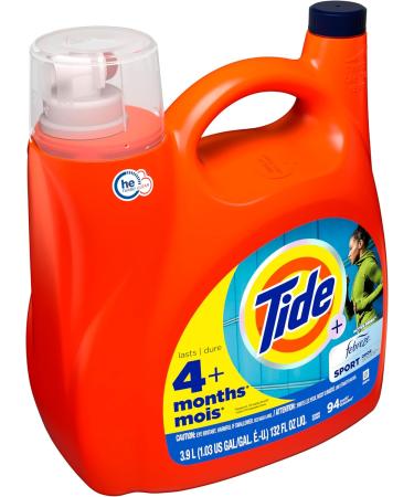 Tide Plus Febreze Sport Odor Defense HE Turbo Clean Liquid Laundry Detergent 3.9 L 94 loads Active Fresh 3.9 l (Pack of 1) - Buy Online on GoSupps.com
