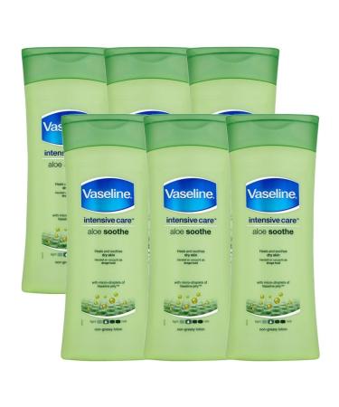 Vaseline Intensive Care Body Lotion, Aloe Soothe, Pack of 6, (13.53 Oz / 400ml Each) Aloe Vera 13.53 Ounce (Pack of 6)