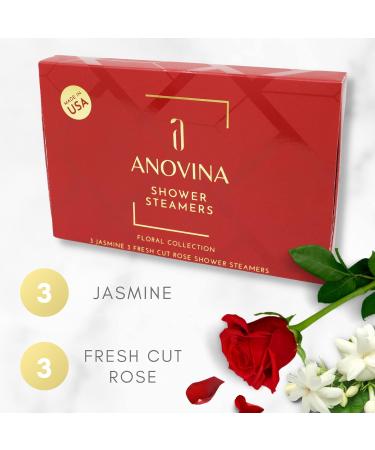 Anovina Shower Steamers 6 Pack - Jasmine & Fresh Cut Rose - Made in USA - Relaxing Spa Gift Box for Women - Buy Online on GoSupps.com