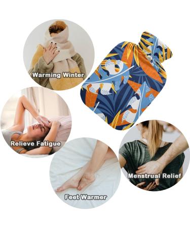 Naanle Tropical Hot Water Bottle with Cover 1L Palm Leaf Design for Back Pain Relief & Heat Therapy | International Shipping Available - Buy Online on GoSupps.com