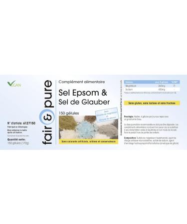 SoMatEm Fair & Pure Epsom salt & Glauber salt magnesium sulphate and sodium sulphate vegan 150 capsules without magnesium stearate - Buy Online on GoSupps.com