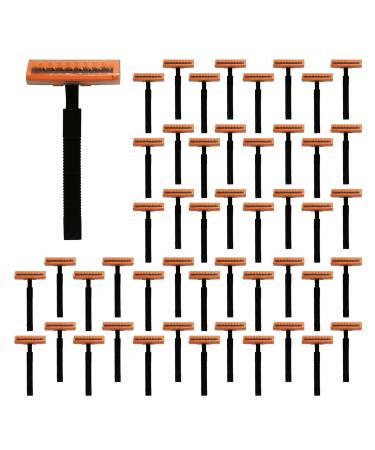 Twin Blade Razors for Men Disposable Plastic Men Shaving Razors Multipurpose Portable Shave Razor Manual Men's Disposable Razors for Bathing Hotel Travel (50 Pieces)