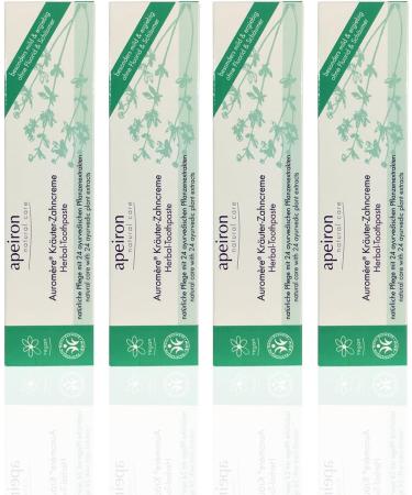 APEIRON Auromere Herbs Toothpaste (4 x 75 ml) - Organic Vegan Fluoride-Free Herbal Toothpaste for Natural Oral Care - Buy Online on GoSupps.com