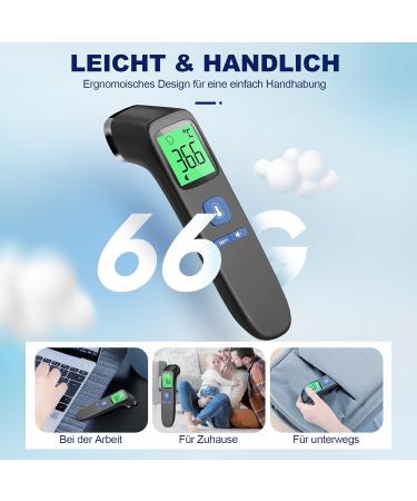Contactless Infrared Thermometer for Babies & Adults - Accurate Fever Alarm | Fieberthermometer Black - Buy Online on GoSupps.com