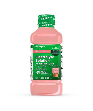 Amazon Basic Care Advantage Care Electrolyte Solution with Prevital Prebiotics Strawberry Lemonade Hydration Drink Replenish Electrolytes Fluid & Zinc 33.8 fl oz (Pack of 1) Strawberry Lemonade 33.8 Fl Oz (Pack of 1)