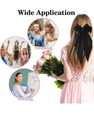 Leogony Large Black Hair Bow Clips for Women Girls French Satin Ribbon Hair Barrette - Buy Online on GoSupps.com