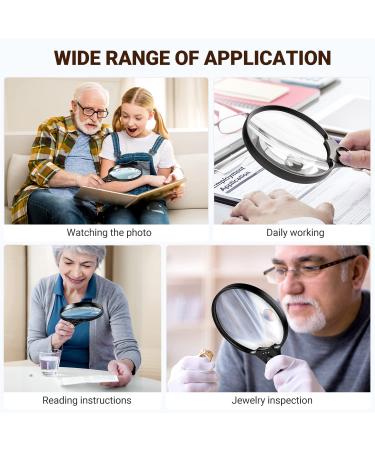 Ezona 5.5 Inch Magnifying Glass with Light - 3 Bright LED, 2X Lens, 4X 25X Zoom - Lightweight Handheld Magnifier for Reading - Buy Online on GoSupps.com