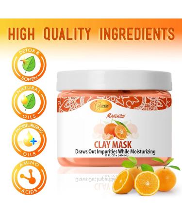 SPA REDI Clay Mask - Mandarin 16 Oz | Deep Cleansing & Detoxifying Bentonite Clay for Pedicure & Body - Buy Online on GoSupps.com