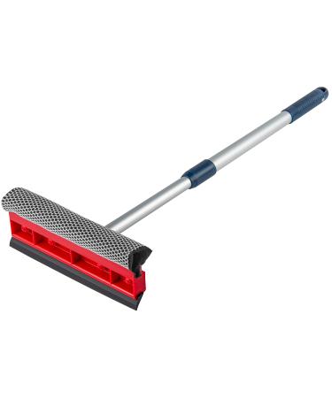 DSV Standard Professional All-Purpose Window Squeegee | 2-in-1 Window Cleaner | Dual Side Blade Rubber & Sponge | Aluminum Telescopic Pole 47-74cm &18"-30 for Gas Station, Glass, Shower, Windshield - Buy Online on GoSupps.com