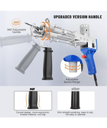 Kacsoo Electric Cut Pile Tufting Gun - Handheld Knitting Rug Gun (Blue Cut Pile) | 5-40 Stitches/Sec | 100V-240V - Buy Online on GoSupps.com