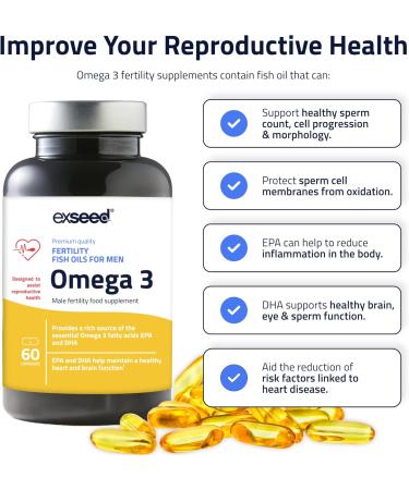  ExSeed ExSeed Health Men's Dietary Supplement - Omega 3-3 Months (x3 Bottles) - 60 Capsules Per Bottle - Fish Oils for Men - Promote - Buy Online on GoSupps.com