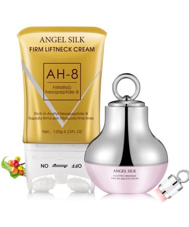 AH-8 Firming Neck Cream & Eye Cream Bundle Electric Massage Eye Cream for Dark Circle Neck Cream for Firm and Smooth of Fine Lines Deep Moisturizing Skincare Tightening & Revitalizing