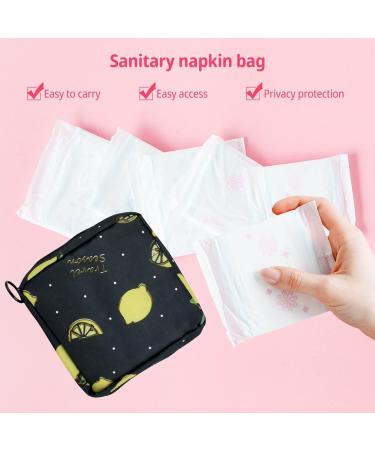 Portable Sanitary Napkin & Menstrual Cup Storage Bag - Black Lemon | Ideal Period Pouch for Women & Teen Girls - Buy Online on GoSupps.com