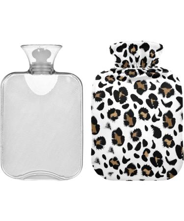 Black Brown Leopard Hot Water Bottle with Cover - 2L Pain Relief & Period Cramp Heating Pad - Buy Online on GoSupps.com