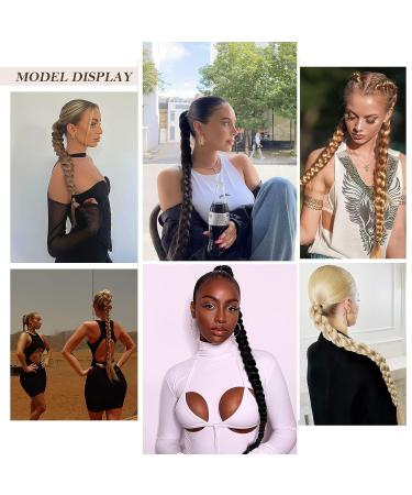 NANNAN 32 Long Black Braided Ponytail Extension | Synthetic Hair | Wrap Around Hair Braid for Women| Daily Wear Hair Piece - Buy Online on GoSupps.com