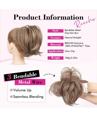 REECHO Messy Bun Hair Piece Claw Clip Short Ponytail Extension for Women - Dark Blonde - Buy Online on GoSupps.com